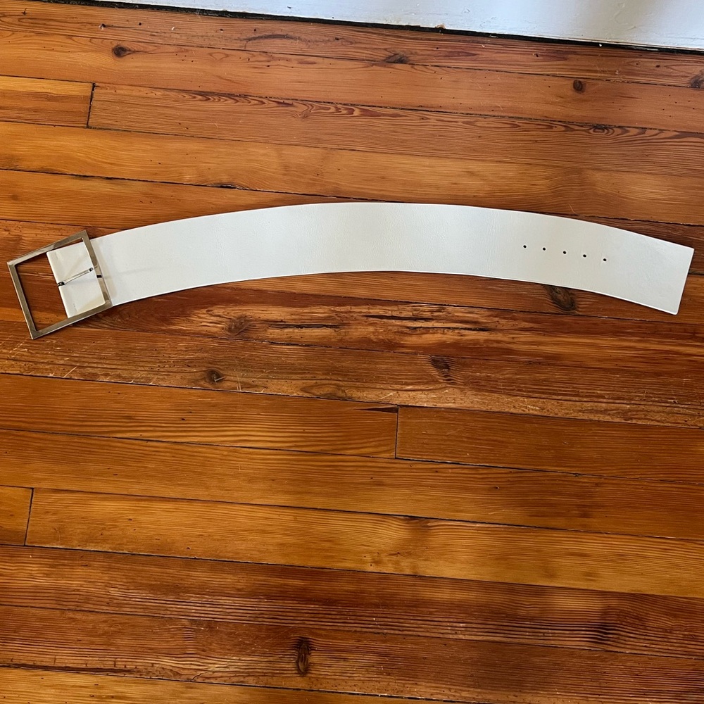 Emporio Armani vintage 2000s y2k wide white leather belt sz 33 made in Italy